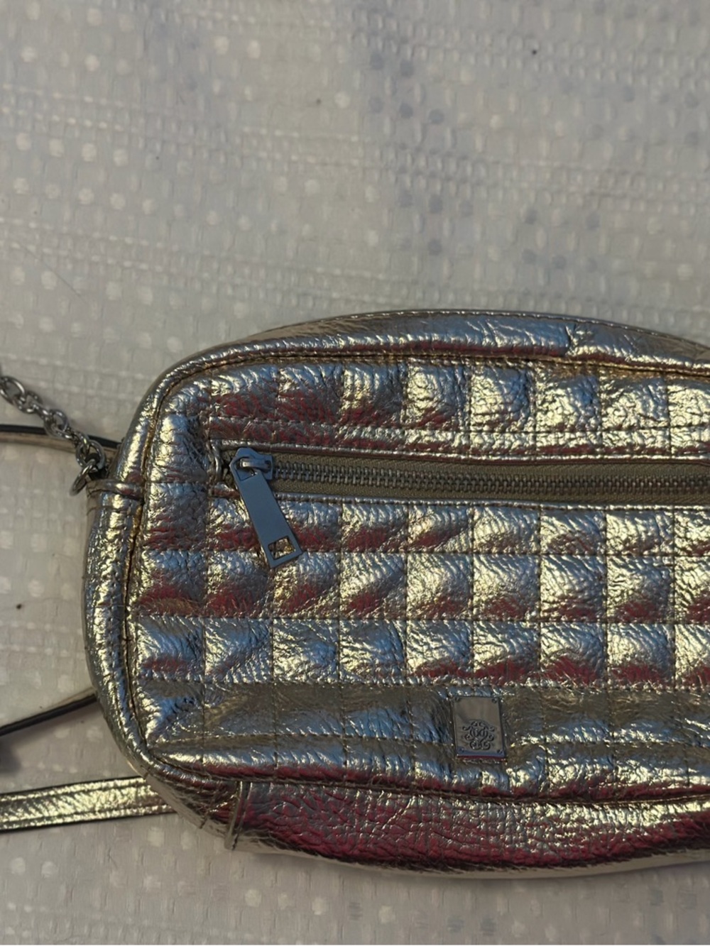Metallic Quilted Crossbody Bag - Silver